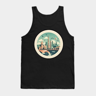 Circular badge of urban city scene Tank Top